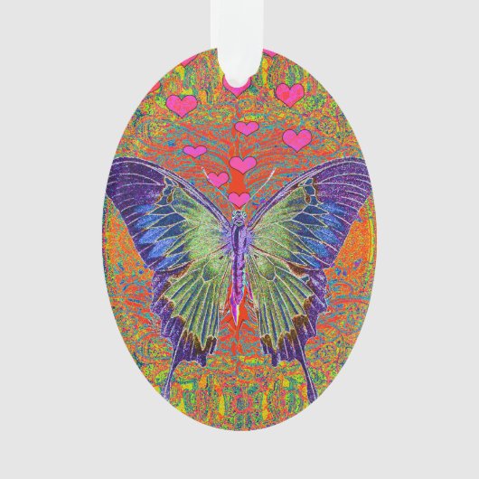 ハート形パターンを持つ蝶 オーナメント (正面)