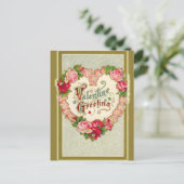 ハート形ビクトリアンのバレンタインリース シーズンポストカード (スタンド正面)