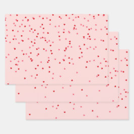 ハート形ピンクと赤いハート ラッピングペーパーシート