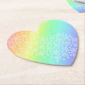 ハート形レインボーグラデーション ペーパーコースター (アングル)