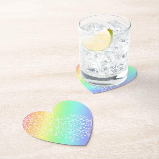 ハート形レインボーグラデーション ペーパーコースター (インサイチュ)