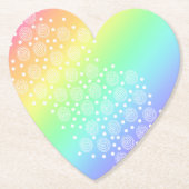 ハート形レインボーグラデーション ペーパーコースター (正面)