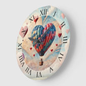 ハート形熱気球 ラージ壁時計 (傾斜)