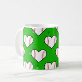 ハート形状の野球ボールのテクスチャ – パターン コーヒーマグカップ (正面左)