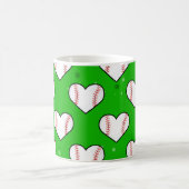 ハート形状の野球ボールのテクスチャ – パターン コーヒーマグカップ (中央)