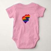 ハート形状デザイン ベビーボディスーツ (裏面)