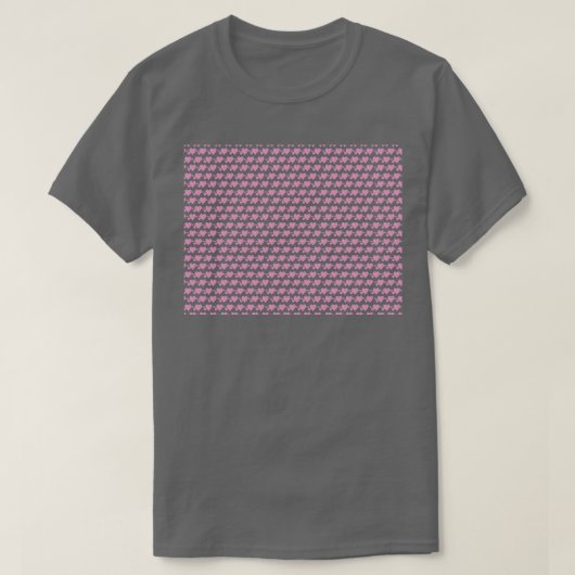 ハート形状パターンピンク色の小さなオブジェクト割れ Tシャツ (デザイン正面)