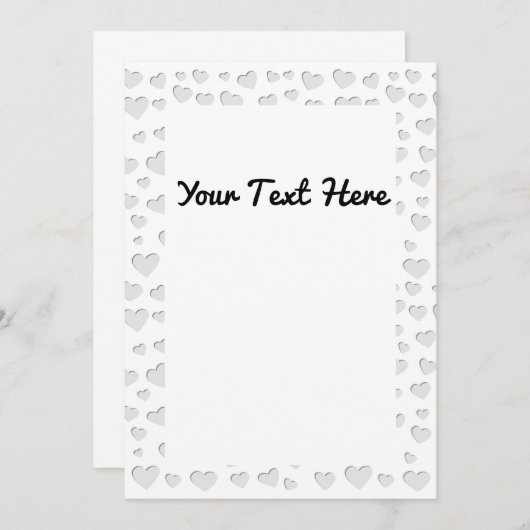 ハート形状フェイク紙カットアウト 招待状 (正面/裏面)