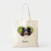 ハート形状ペット写真テンプレートカスタム文字 トートバッグ (正面)