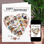 ハート形状写真モンタージュ結婚ビッグ記念日<br><div class="desc">妻や夫のハッピーアニバーサリーカードこのテンプレートは、20枚の写真を追加しお気に入りの、前面の言葉、内部のメッセージ、および背面の年をパーソナライズするように設定されていカスタムる。写真は正方形/インスタグラム形式で表示され、ハート型の写真コラージュにスナップショットスタイルフレームが表示される。永遠に宝を納めるデザインに値する。</div>
