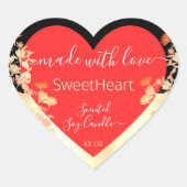 ハート形状製品パッケージラベル赤と金ゴールド ハートシール (正面)