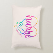 ハート形聴診器を持つ「ナース」 アクセントクッション (裏面(縦))