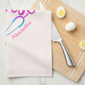 ハート形聴診器を持つ「ナース」 キッチンタオル (四つ折り)