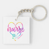 ハート形聴診器を持つ「ナース」 キーホルダー (裏面)