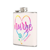 ハート形聴診器を持つ「ナース」 フラスク (左)