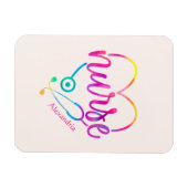 ハート形聴診器を持つ「ナース」 マグネット (横)