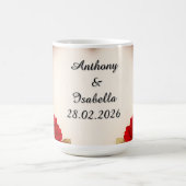 ハート形赤フローラ枠 コーヒーマグカップ (中央)