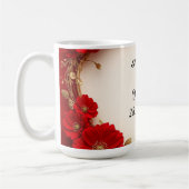 ハート形赤フローラ枠 コーヒーマグカップ (左)