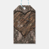 ハート彫りの木の幹素朴の結婚樹皮 ギフトタグ (正面)