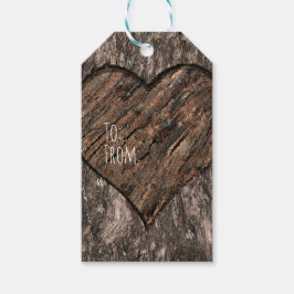 ハート彫りの木の幹素朴の結婚樹皮 ギフトタグ