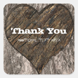 ハート彫り樹幹バーク素朴結婚式の引き出物 スクエアシール