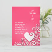 ハート彫刻バレンタインデー招待状 招待状 (スタンド正面)