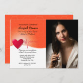 ハート心電図写真卒業Inv 招待状 (正面/裏面)