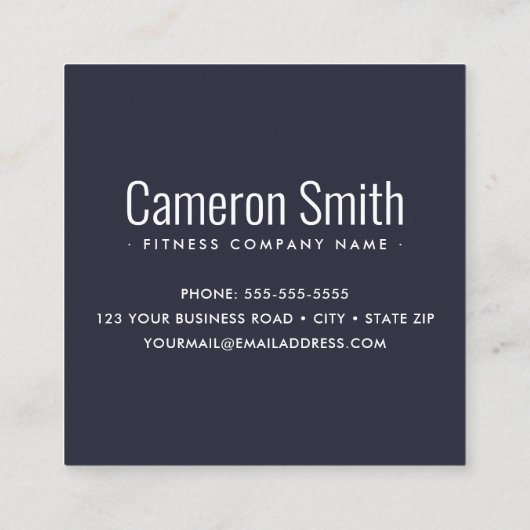 ハート心電図波フィットネスパーソナルトレーナー暗 スクエア名刺 (裏面)