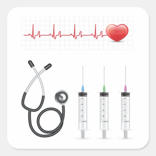 ハート性心疾患患者 スクエアシール (正面)