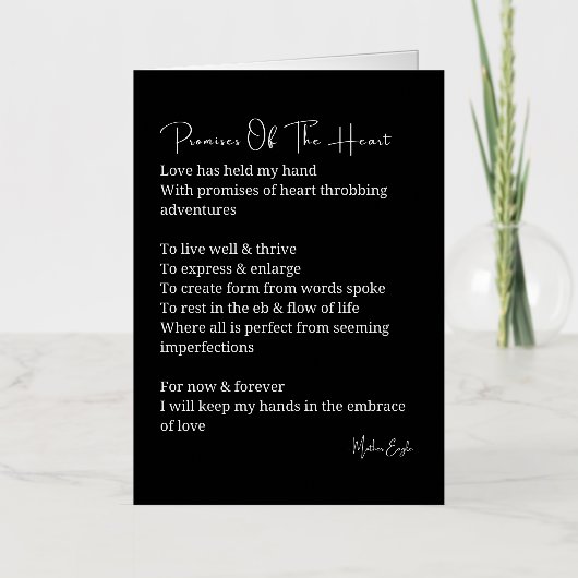 ハート恋詩のポスターのウォールアートの約束 箔グリーティングカード (正面)