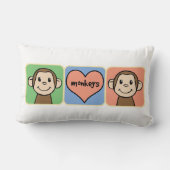 ハート愛のかわいい漫画の切り貼り芸術猿 ランバークッション (裏面)