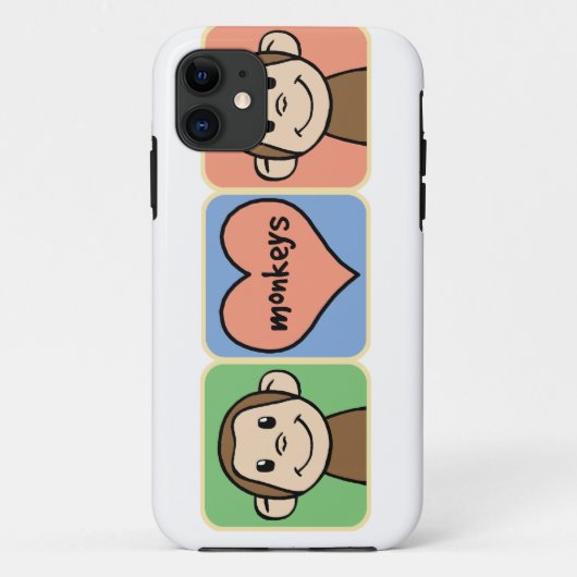 ハート愛のかわいい漫画の切り貼り芸術猿 Case-Mate iPhoneケース (裏面)