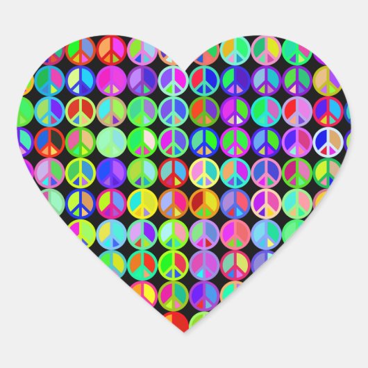 ハート愛平和ステッカー ハートシール (正面)