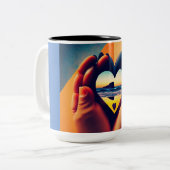 ハート愛 ツートーンマグカップ (正面左)