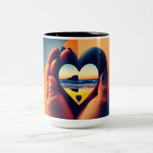 ハート愛 ツートーンマグカップ (中央)