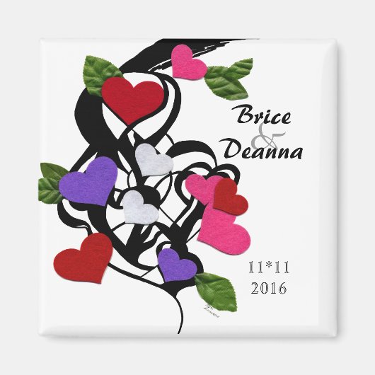 ハート感じ保存の日付 マグネット (正面)