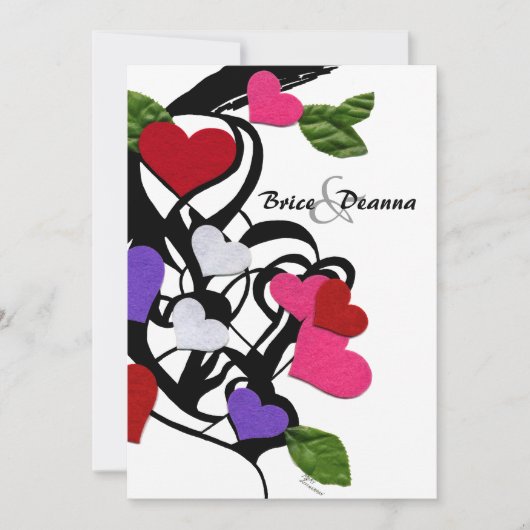 ハート感じ結婚式招待状 招待状 (正面)