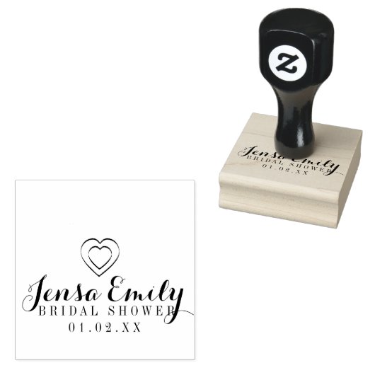 ハート手描きブライダルシャワー有利ゴム印 ラバースタンプ (押印)
