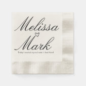 ハート手描き引用文モノグラム結婚ズ 縁ありカクテルナプキン (正面)