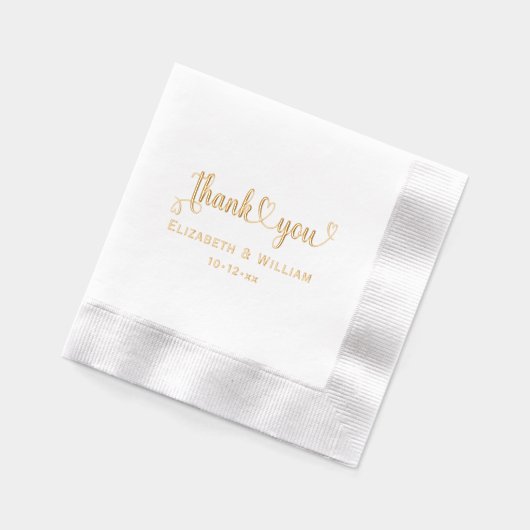 ハート手書き結婚タイポグラフィありがとう#1 箔ナプキン (左)