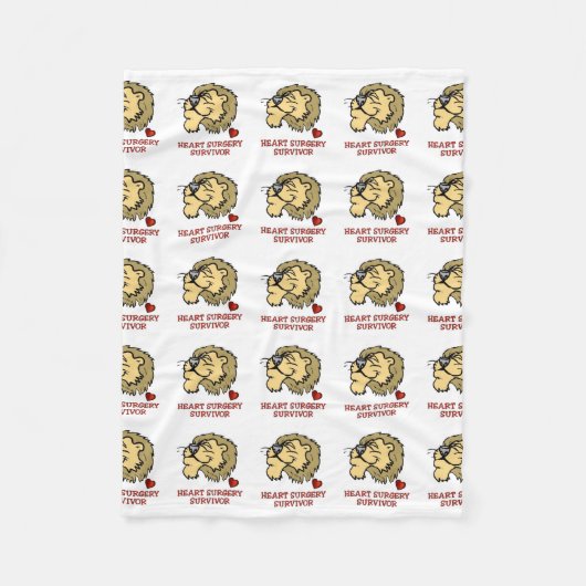 ハート手術を受けたライオン フリースブランケット (正面)