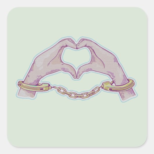 ハート手錠 スクエアシール (正面)