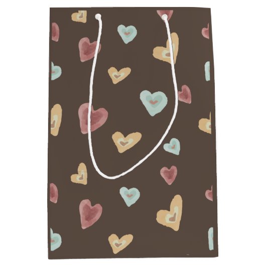 ハート抱き枕 – ブラウン ミディアムペーパーバッグ (正面)