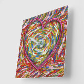 ハート抽象芸術スワール振りかけるアートラブ スクエア壁時計 (傾斜)