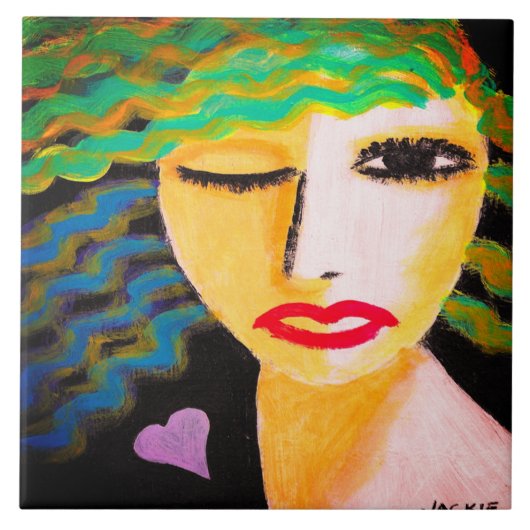 ハート抽象芸術ポートレート タイル (正面)