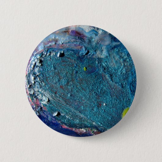 ハート抽象芸術溶融クレヨンコラージュ 缶バッジ (正面)