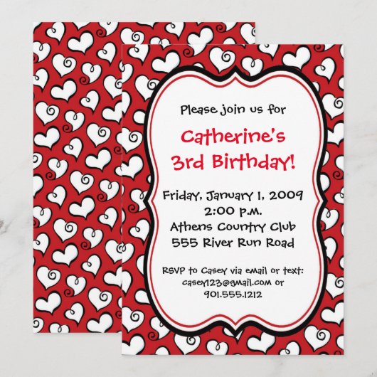 ハート招待状 招待状 (正面/裏面)