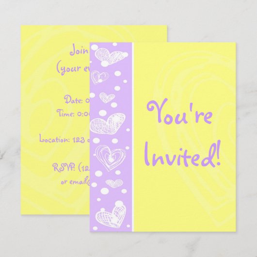 ハート招待状 招待状 (正面/裏面)