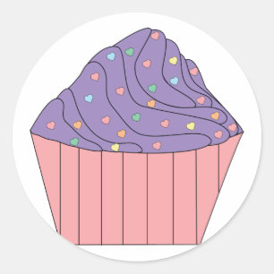 ハート振り分けシール付きカップケーキ ラウンドシール