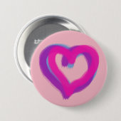 ハート描のピンクカスタム色の粗い 缶バッジ (正面&裏面)